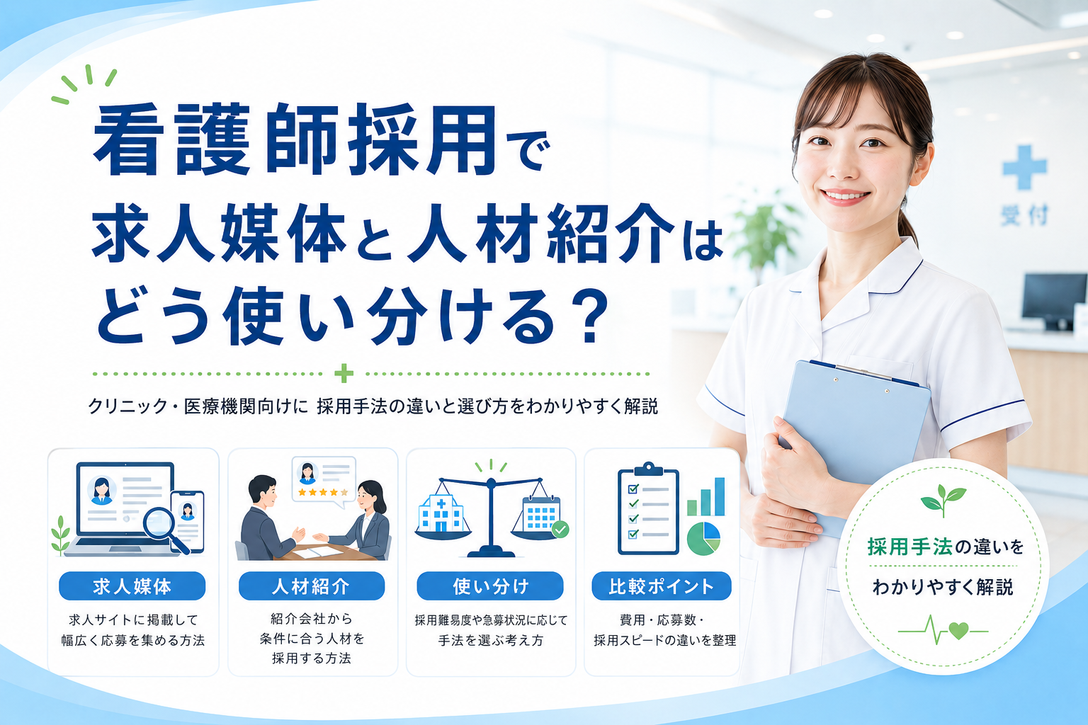 看護師採用で求人媒体と人材紹介はどう使い分ける？